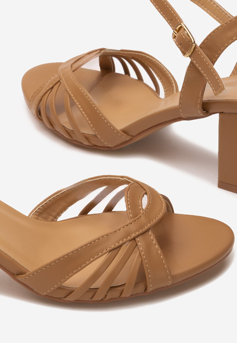 Sandale cu toc gros Kaida kaki