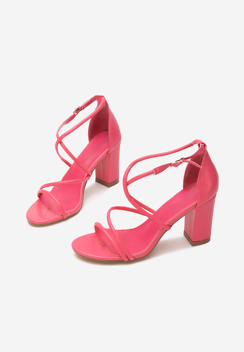 Sandale cu toc gros Zarila fucsia