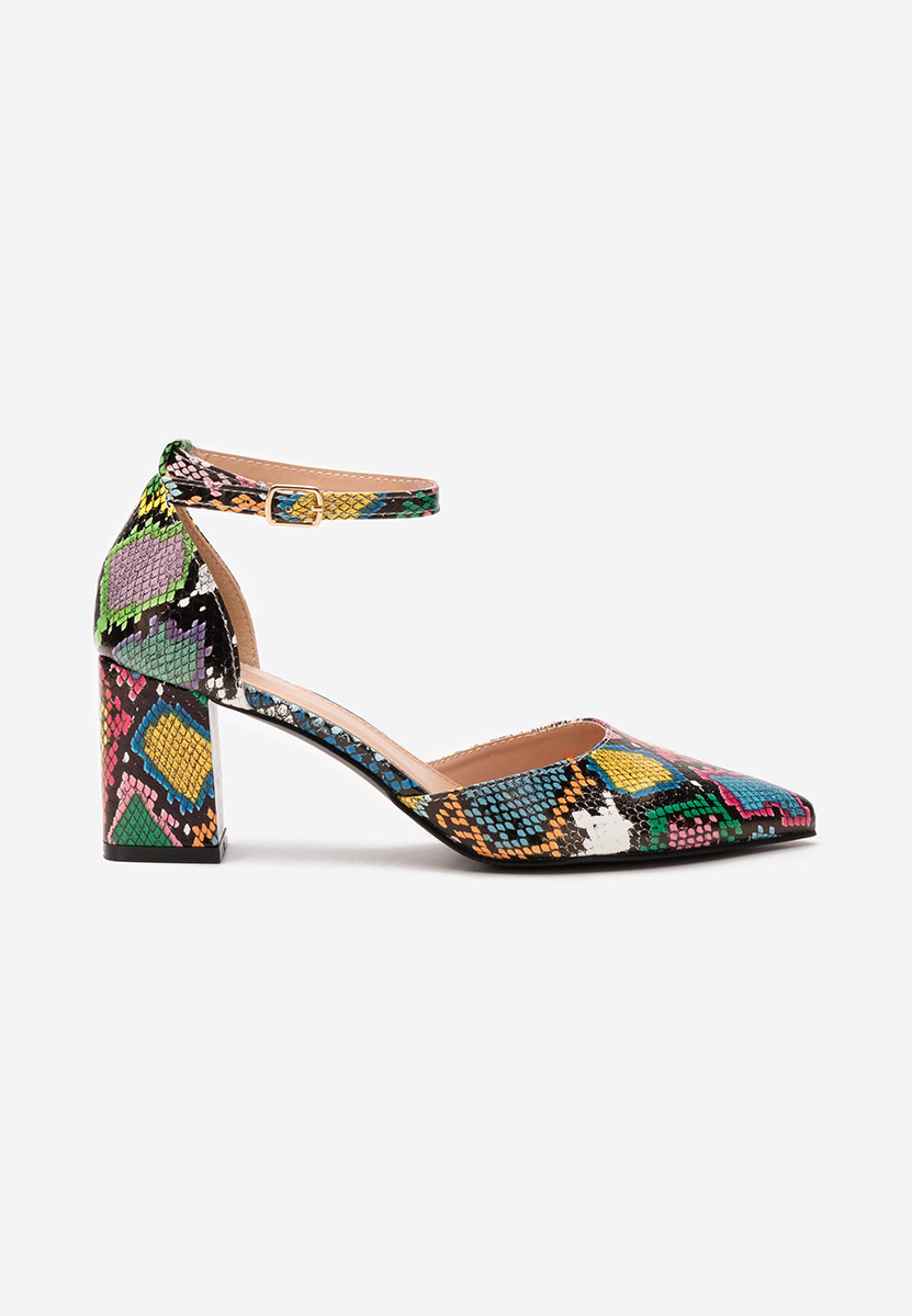 Pantofi cu toc gros Alivila animal print
