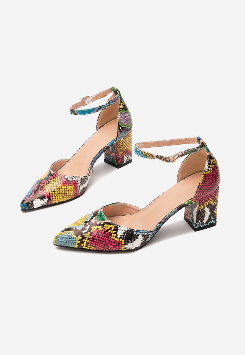 Pantofi cu toc gros Alivila animal print