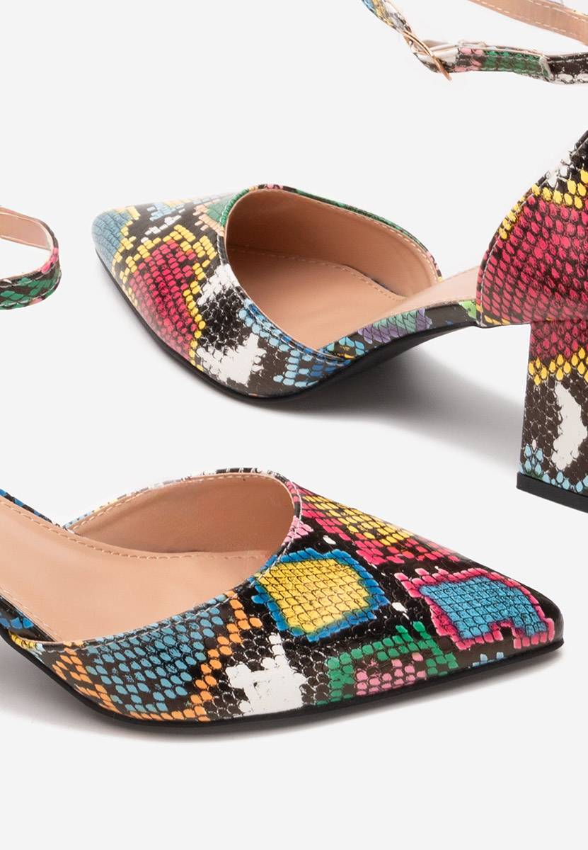 Pantofi cu toc gros Alivila animal print
