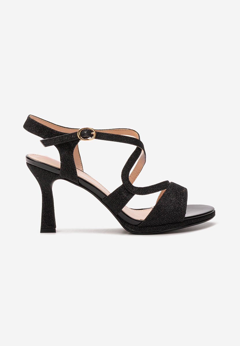 Sandale cu toc Evonne negre