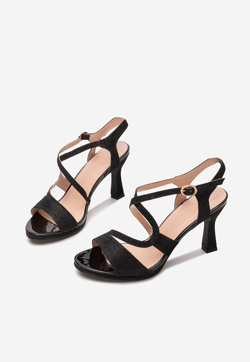 Sandale cu toc Evonne negre