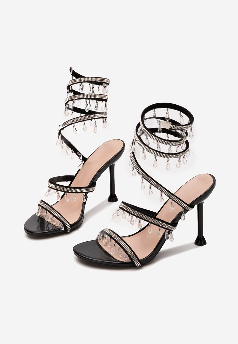 Sandale cu toc subtire Calisa B negre