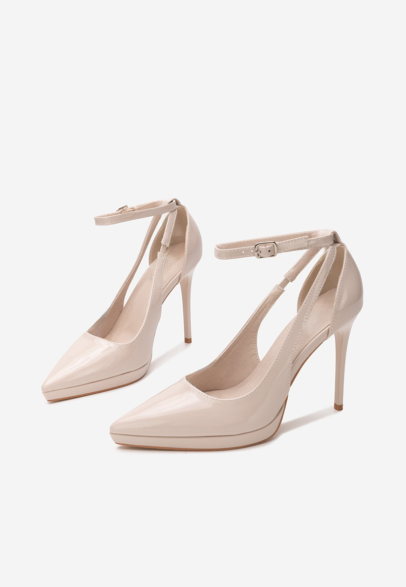 Pantofi cu toc subtire Creona nude