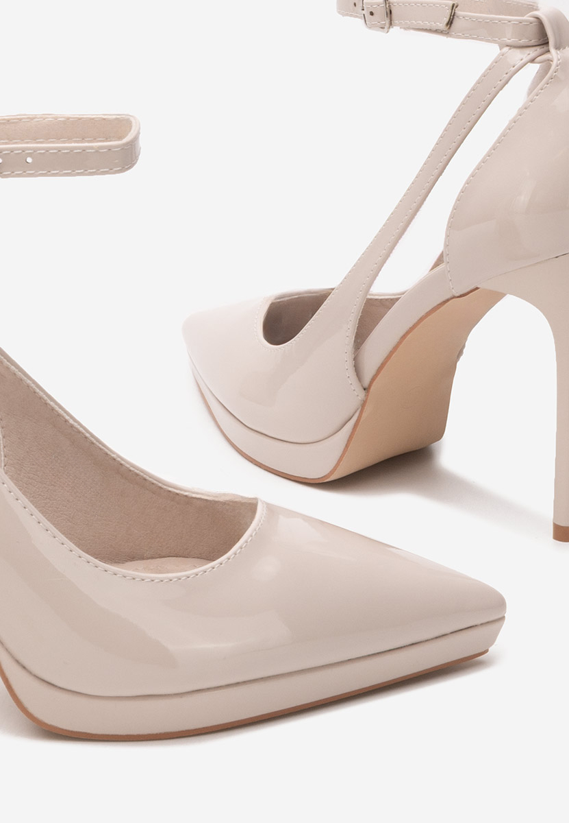 Pantofi cu toc subtire Creona nude