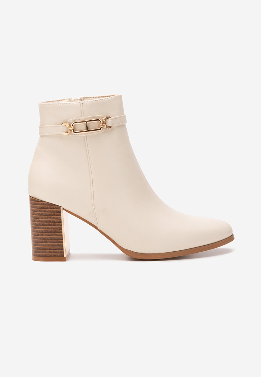 Botine cu toc gros Arletta bej