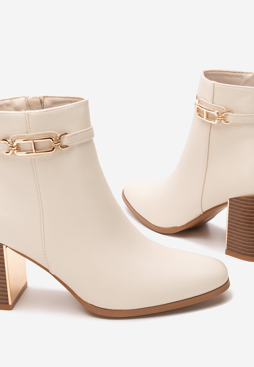 Botine cu toc gros Arletta bej