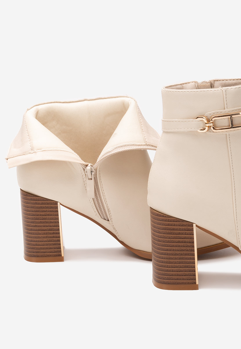 Botine cu toc gros Arletta bej