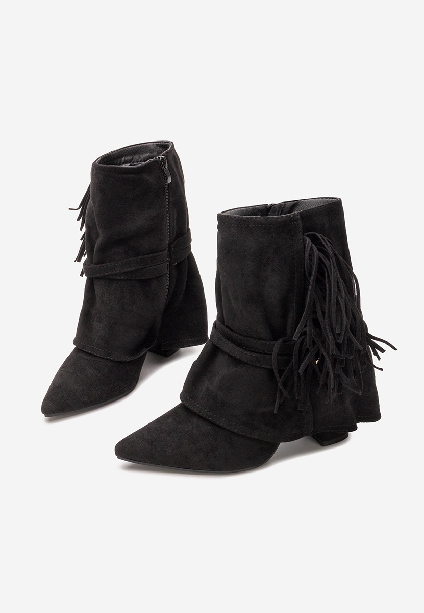 Botine cu toc gros Ranale negre