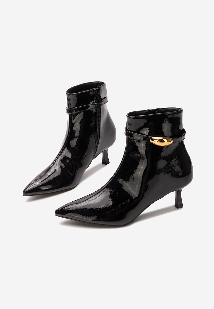 Botine cu toc subtire Dionisia negre