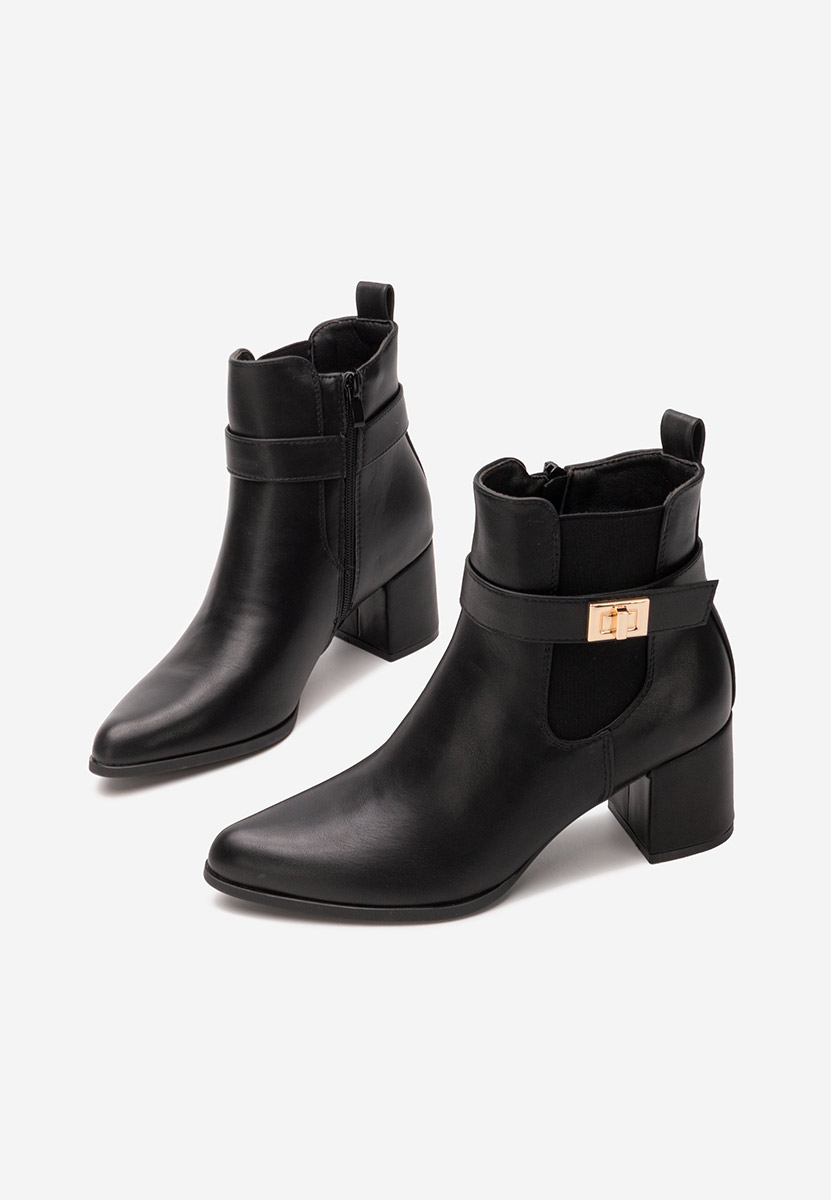 Botine cu toc gros Nedaria negre