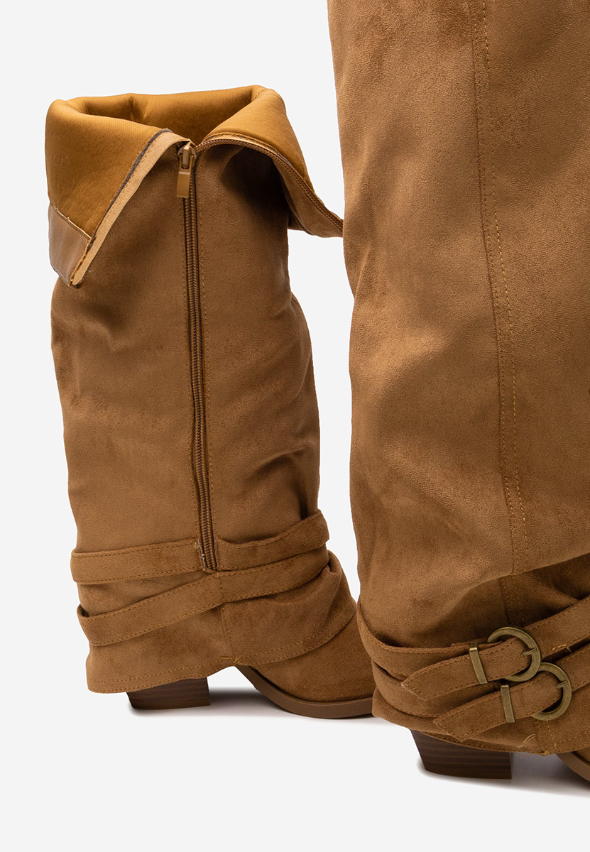 Cizme lungi cu toc gros Voncile camel