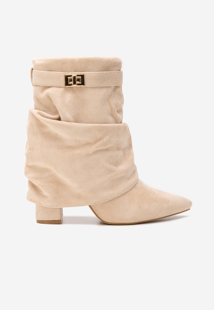 Botine cu toc gros Liamia bej