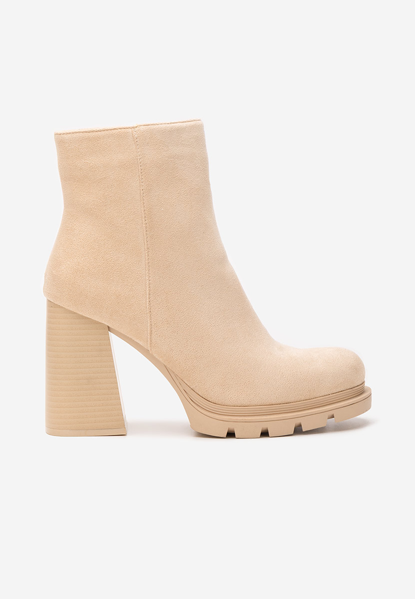 Botine cu toc gros Neolia bej