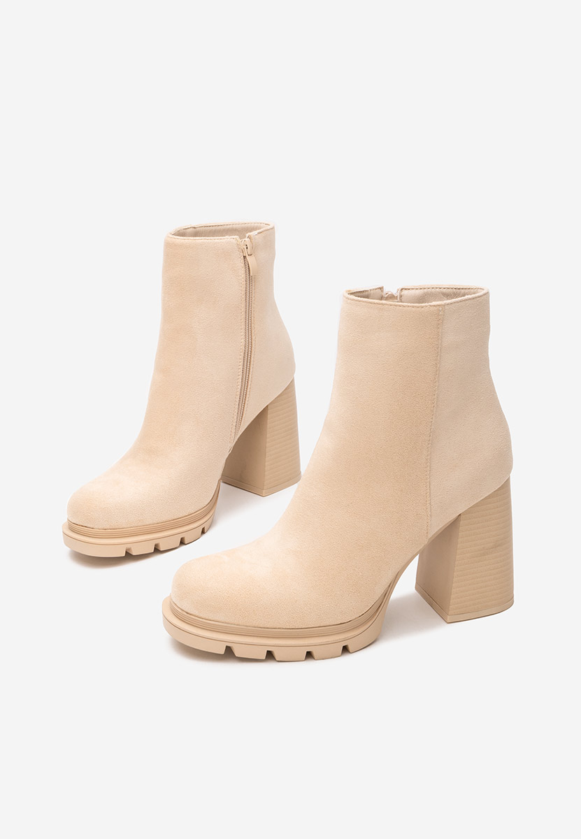 Botine cu toc gros Neolia bej