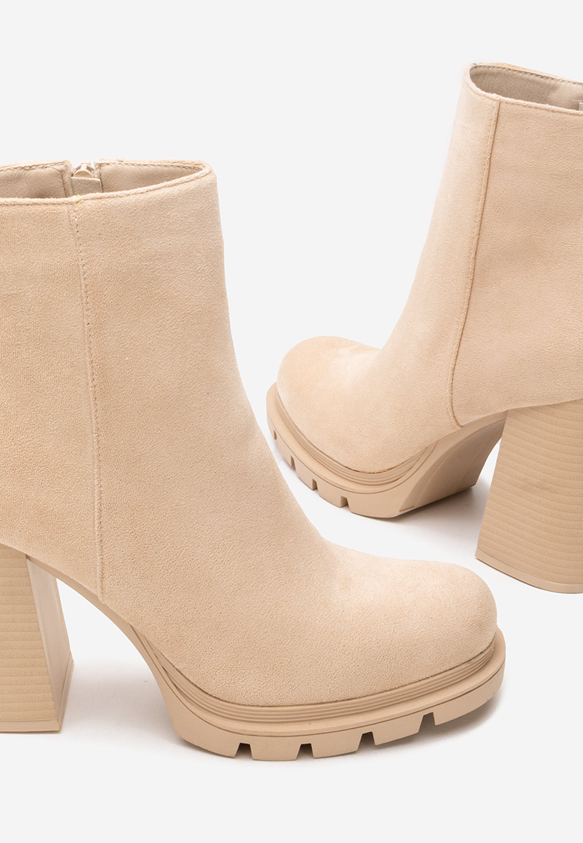 Botine cu toc gros Neolia bej