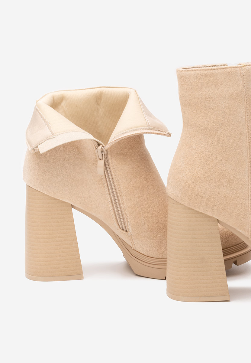 Botine cu toc gros Neolia bej