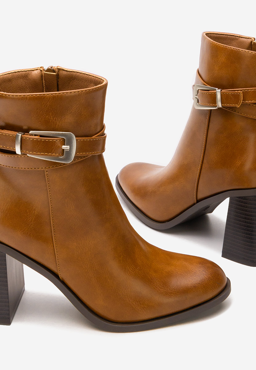 Botine cu toc gros Reica camel