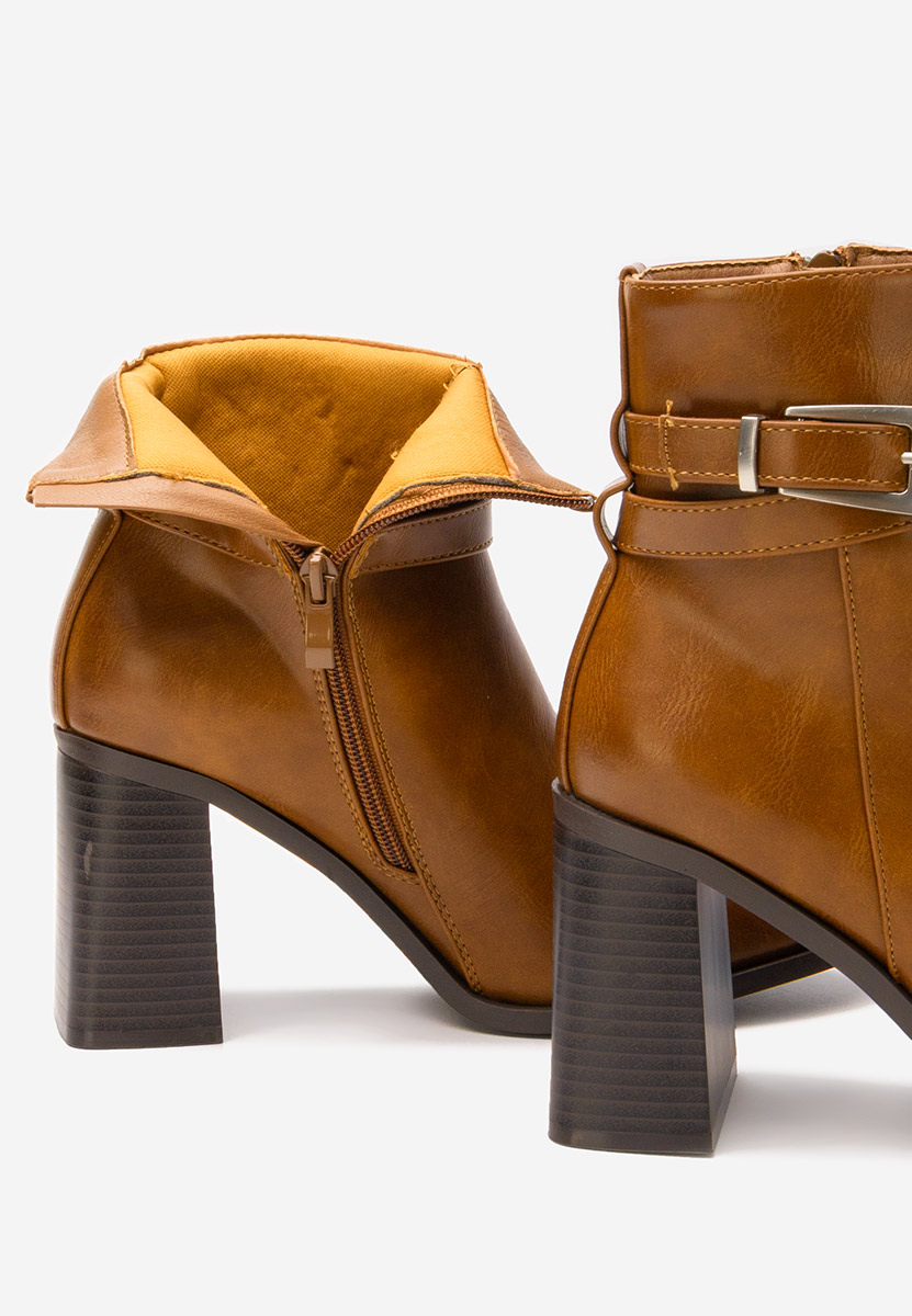 Botine cu toc gros Reica camel