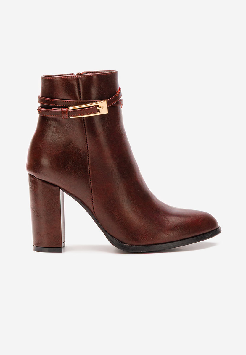 Botine cu toc gros Vanisia bordo