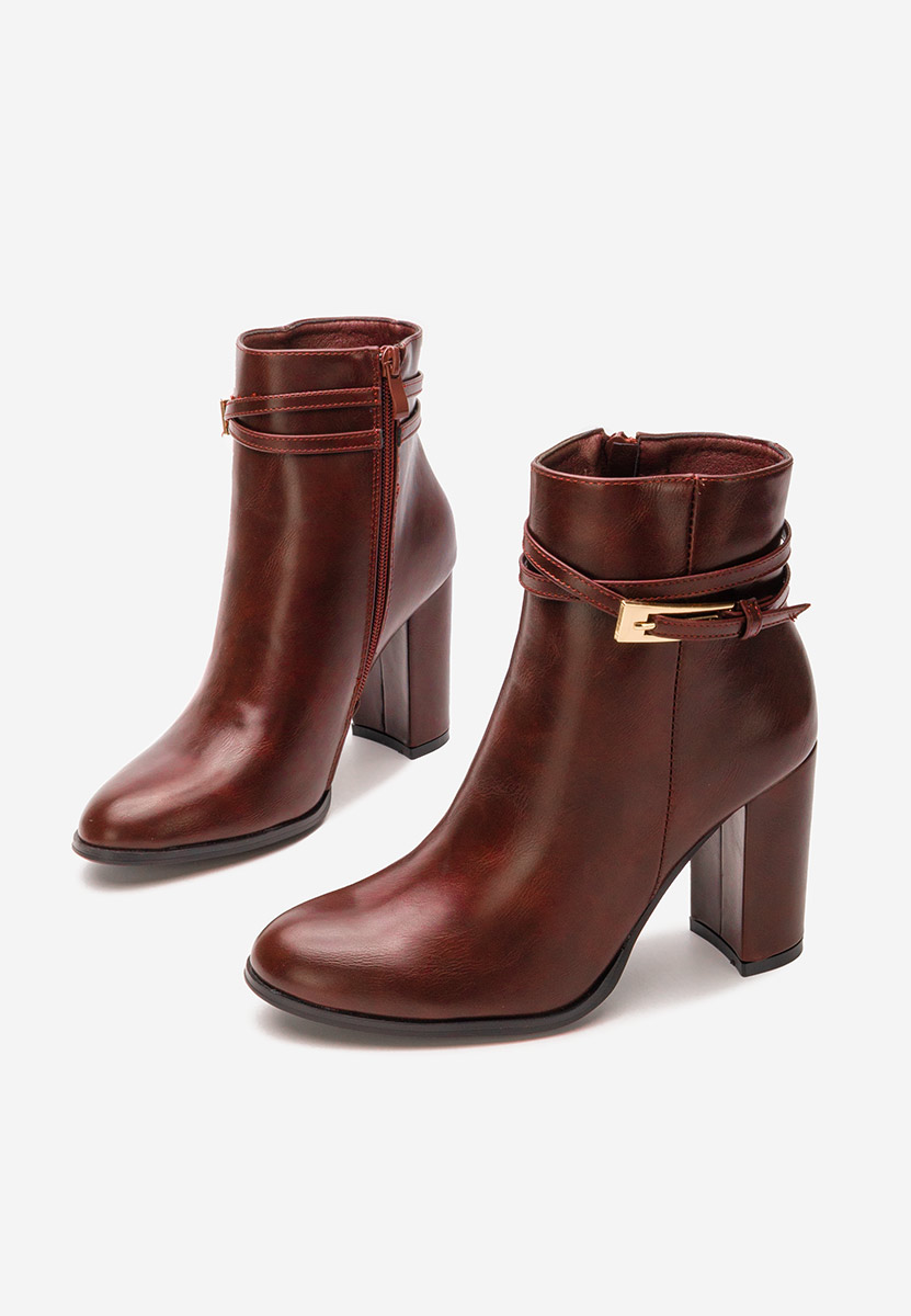 Botine cu toc gros Vanisia bordo