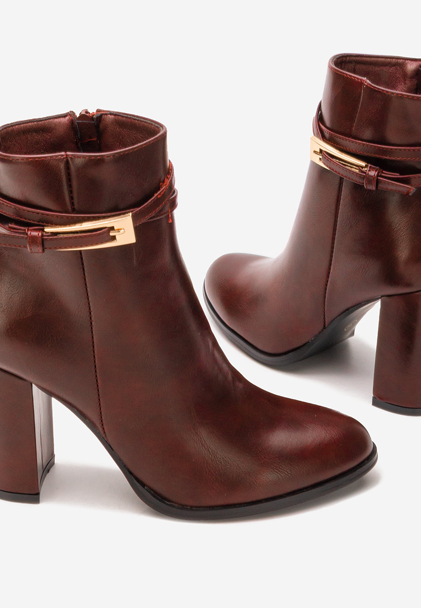 Botine cu toc gros Vanisia bordo