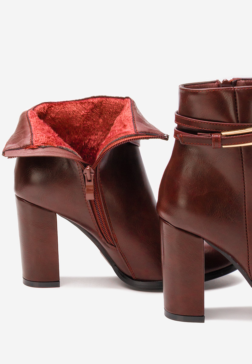 Botine cu toc gros Vanisia bordo