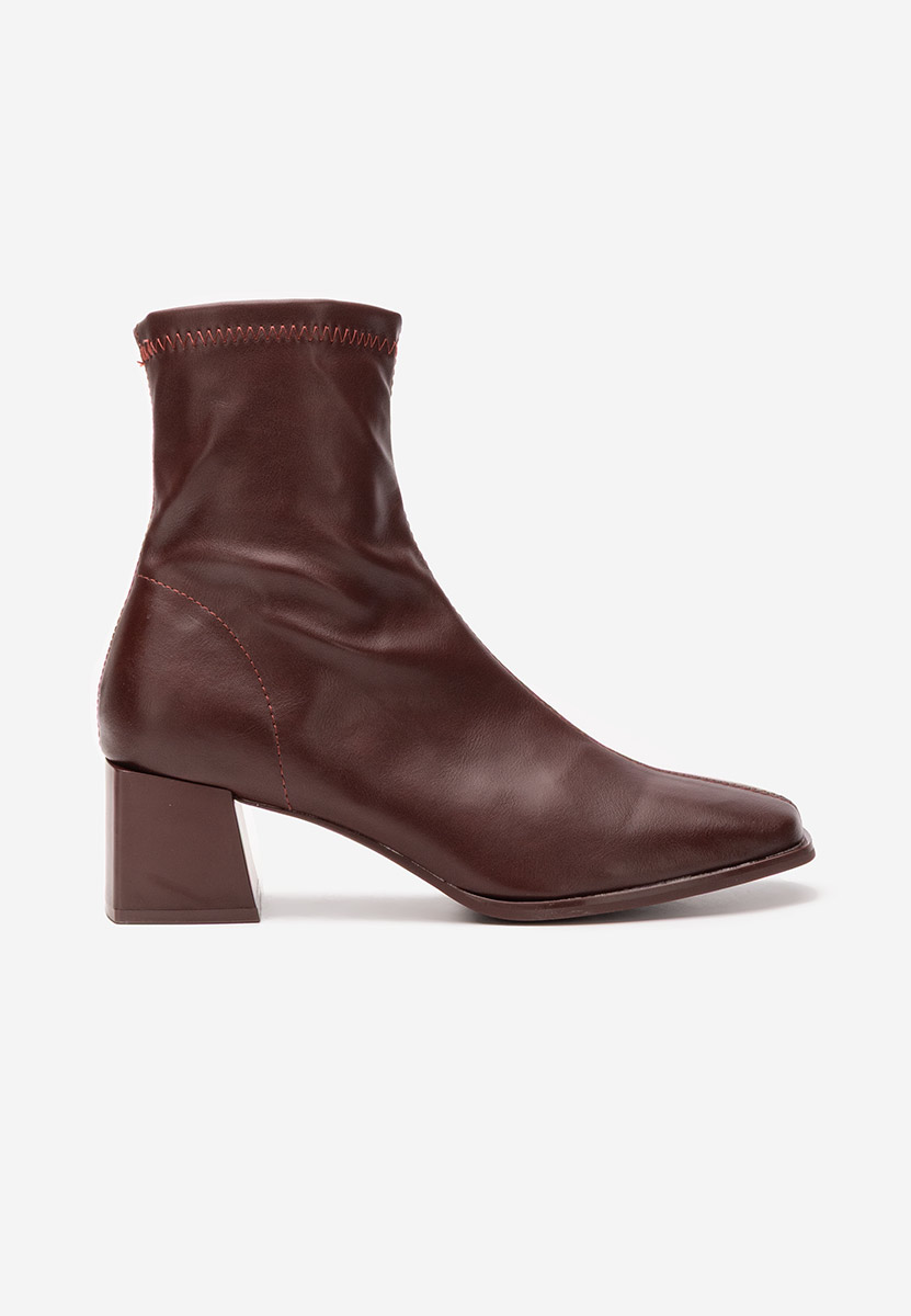 Botine cu toc gros Denonia bordo