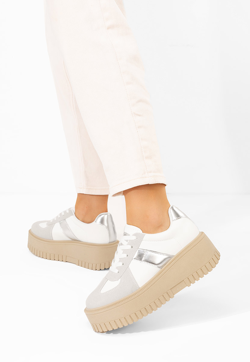 Sneakers cu platformă Michele albi