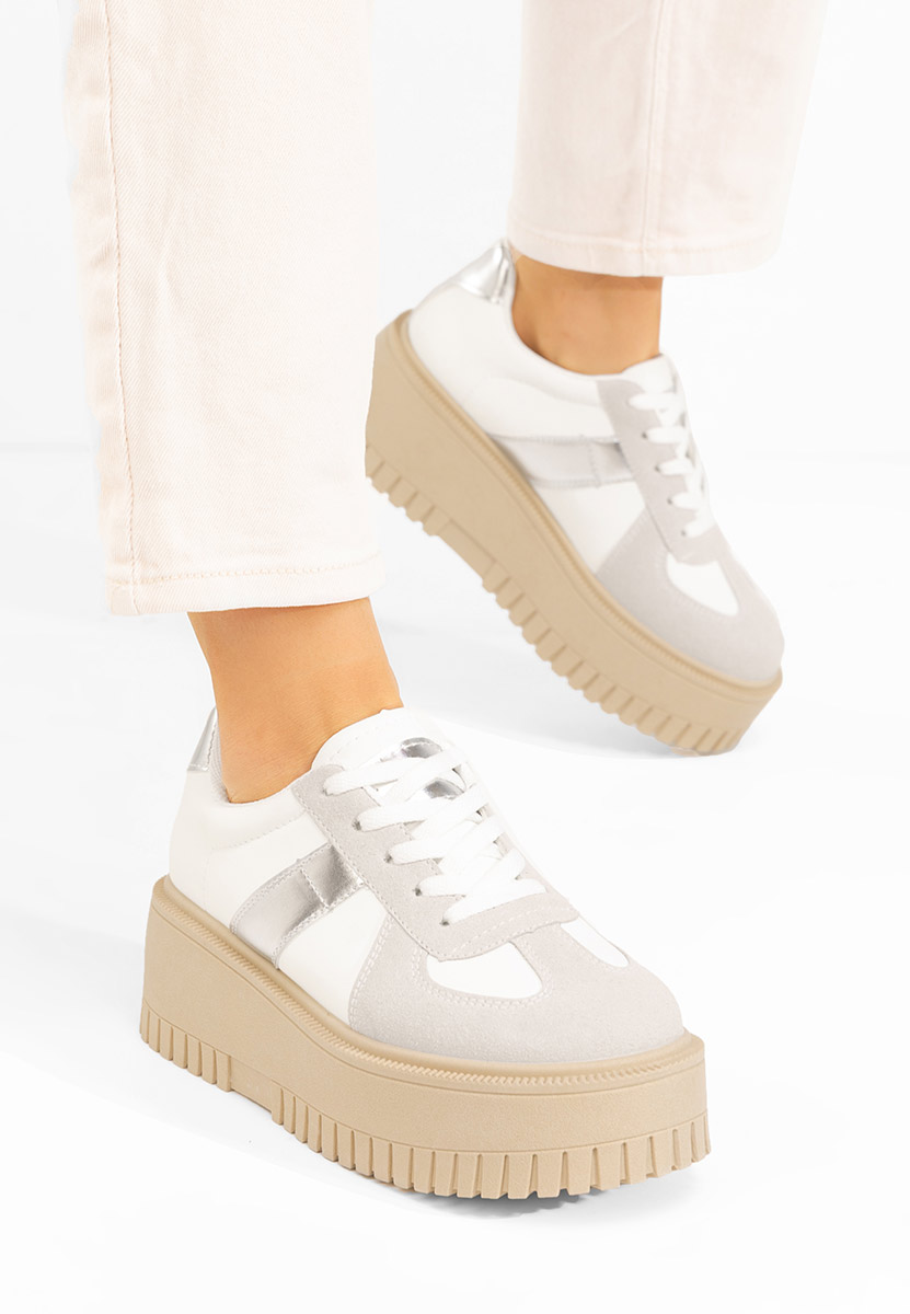 Sneakers cu platformă Michele albi
