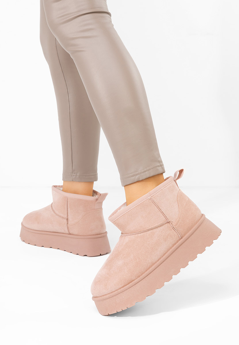 Cizme tip ugg cu platformă Zenda roz