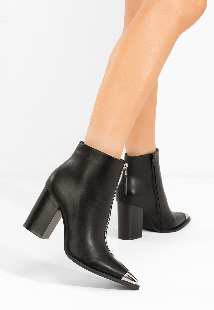 Botine cu toc gros Penia negre