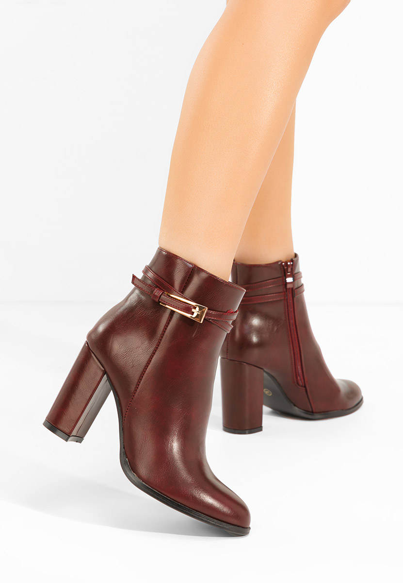 Botine cu toc gros Vanisia bordo
