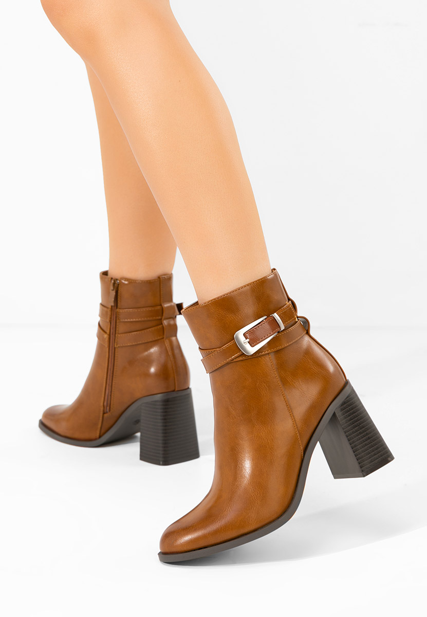 Botine cu toc gros Reica camel
