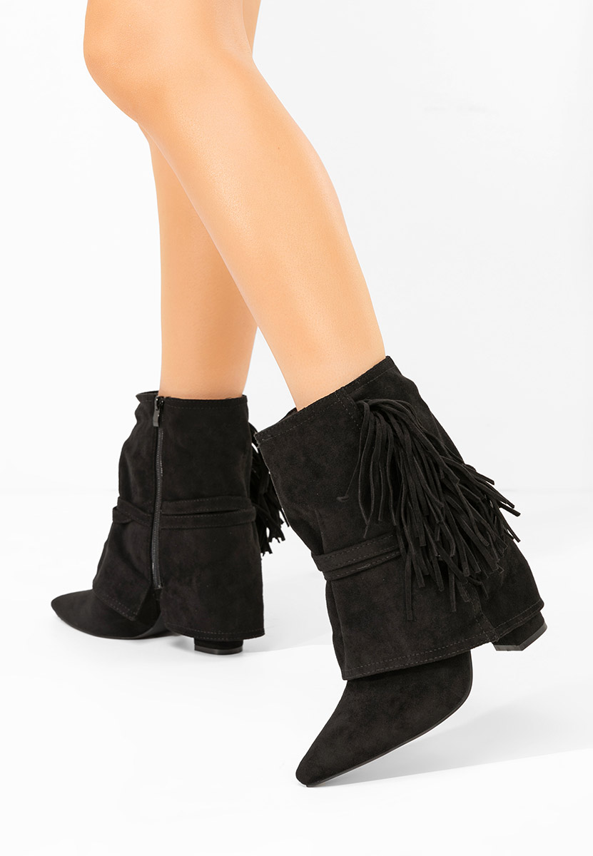 Botine cu toc gros Ranale negre