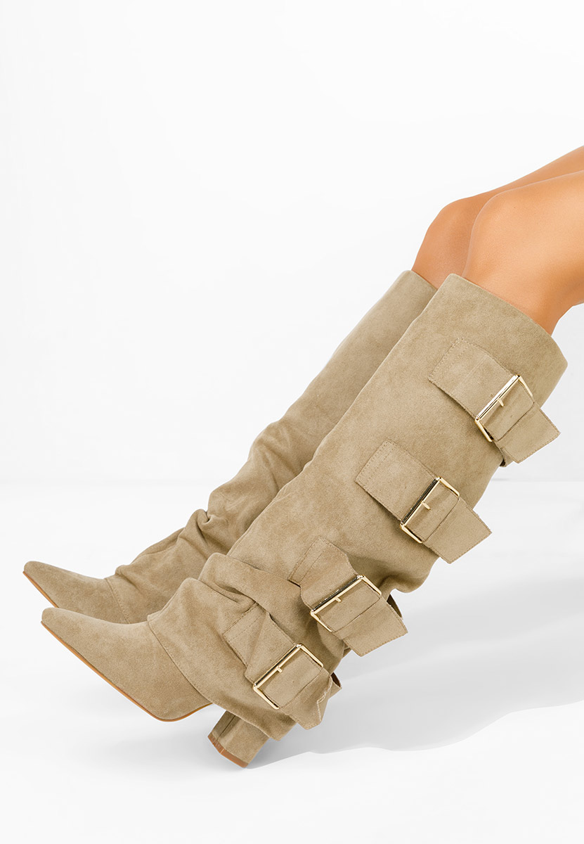Cizme cu toc gros Jefery kaki