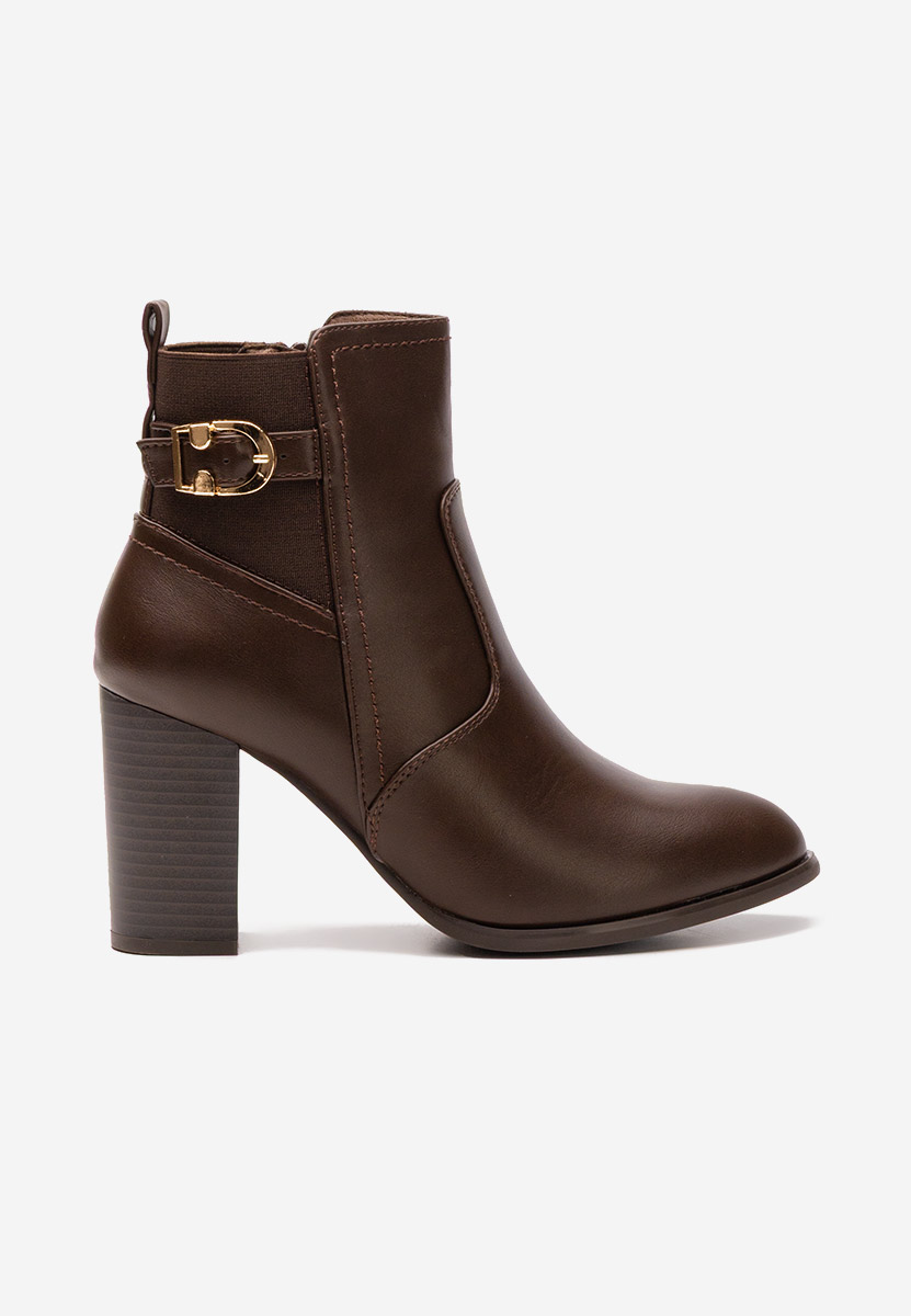 Botine cu toc gros Alaki maro