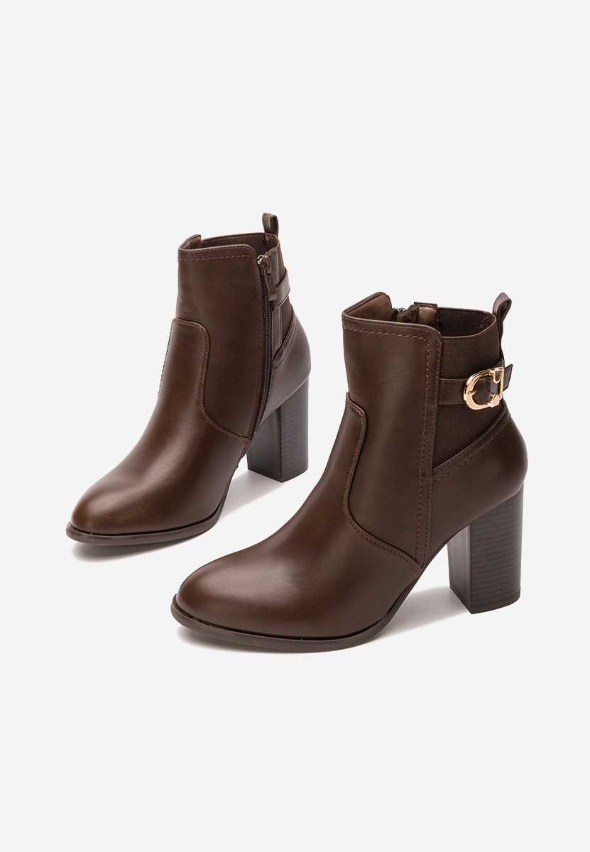 Botine cu toc gros Alaki maro