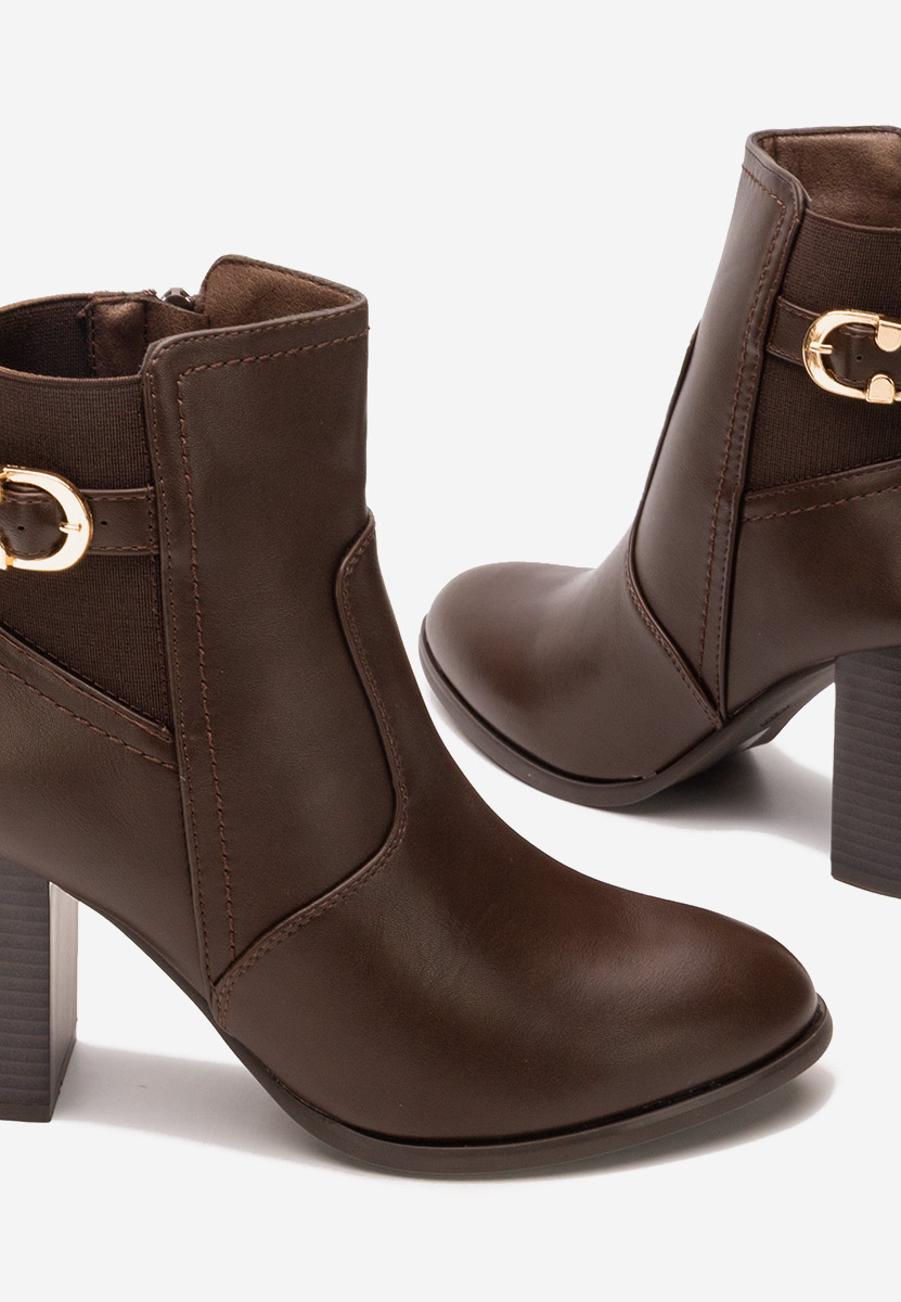 Botine cu toc gros Alaki maro