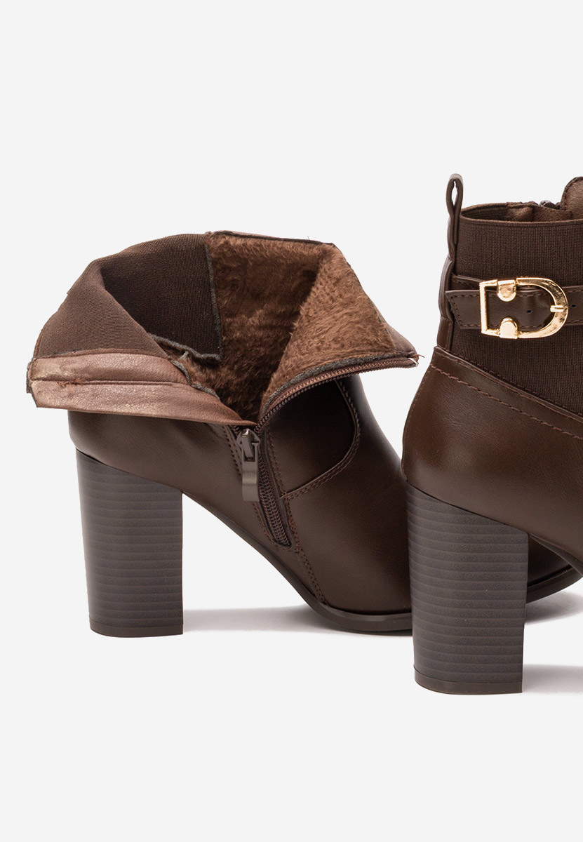 Botine cu toc gros Alaki maro