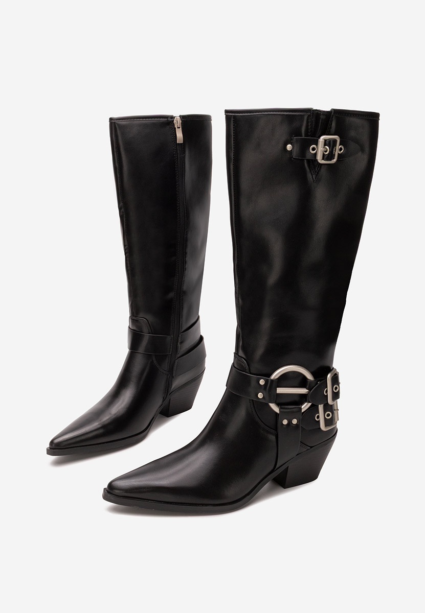 Cizme cu toc gros Laoise V2 negre