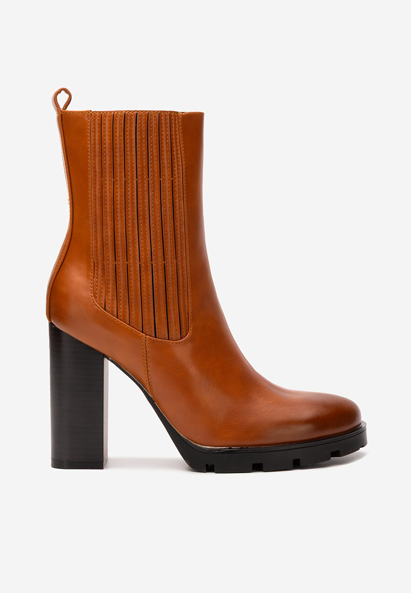 Botine cu toc gros Cosmira camel