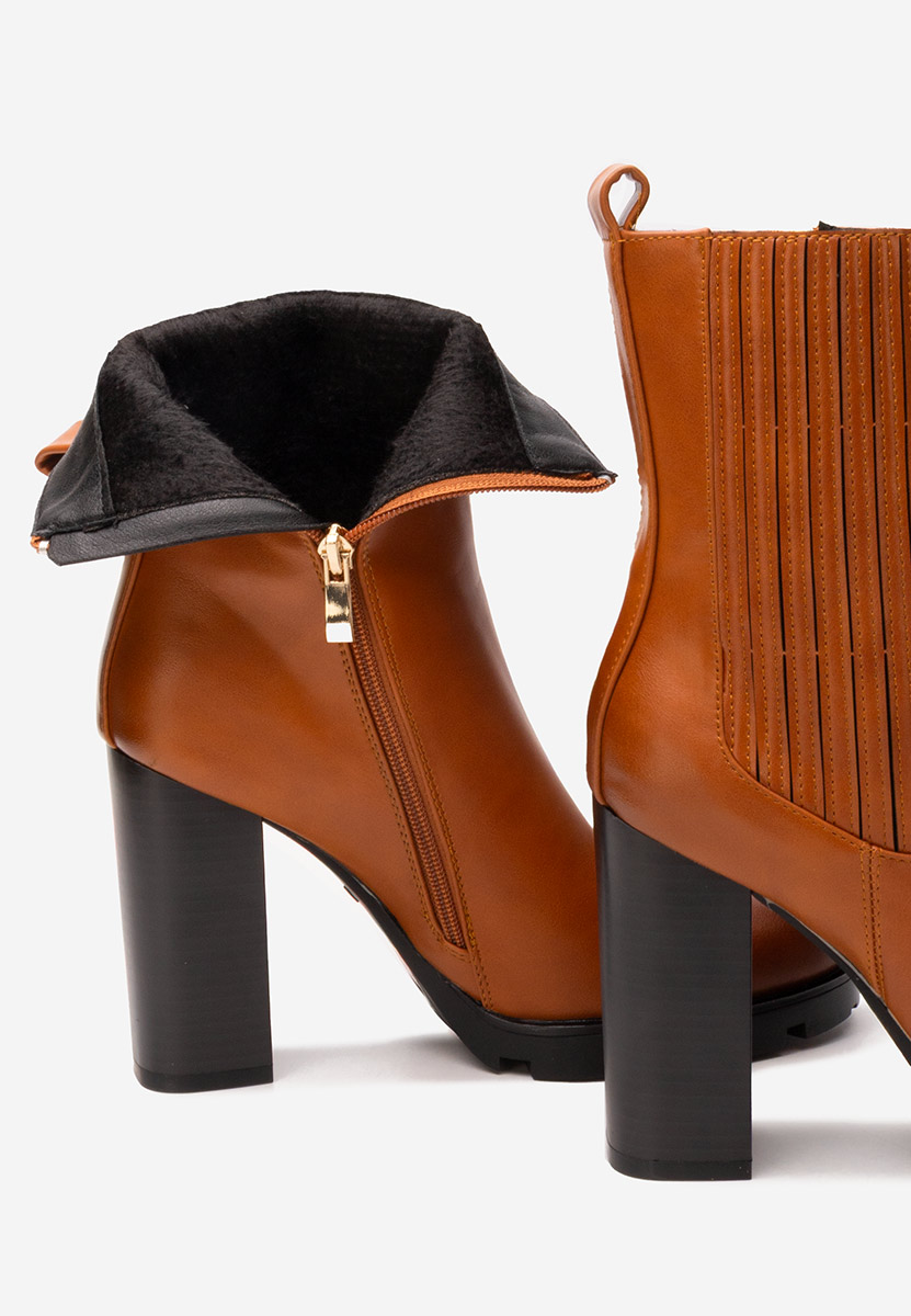 Botine cu toc gros Cosmira camel