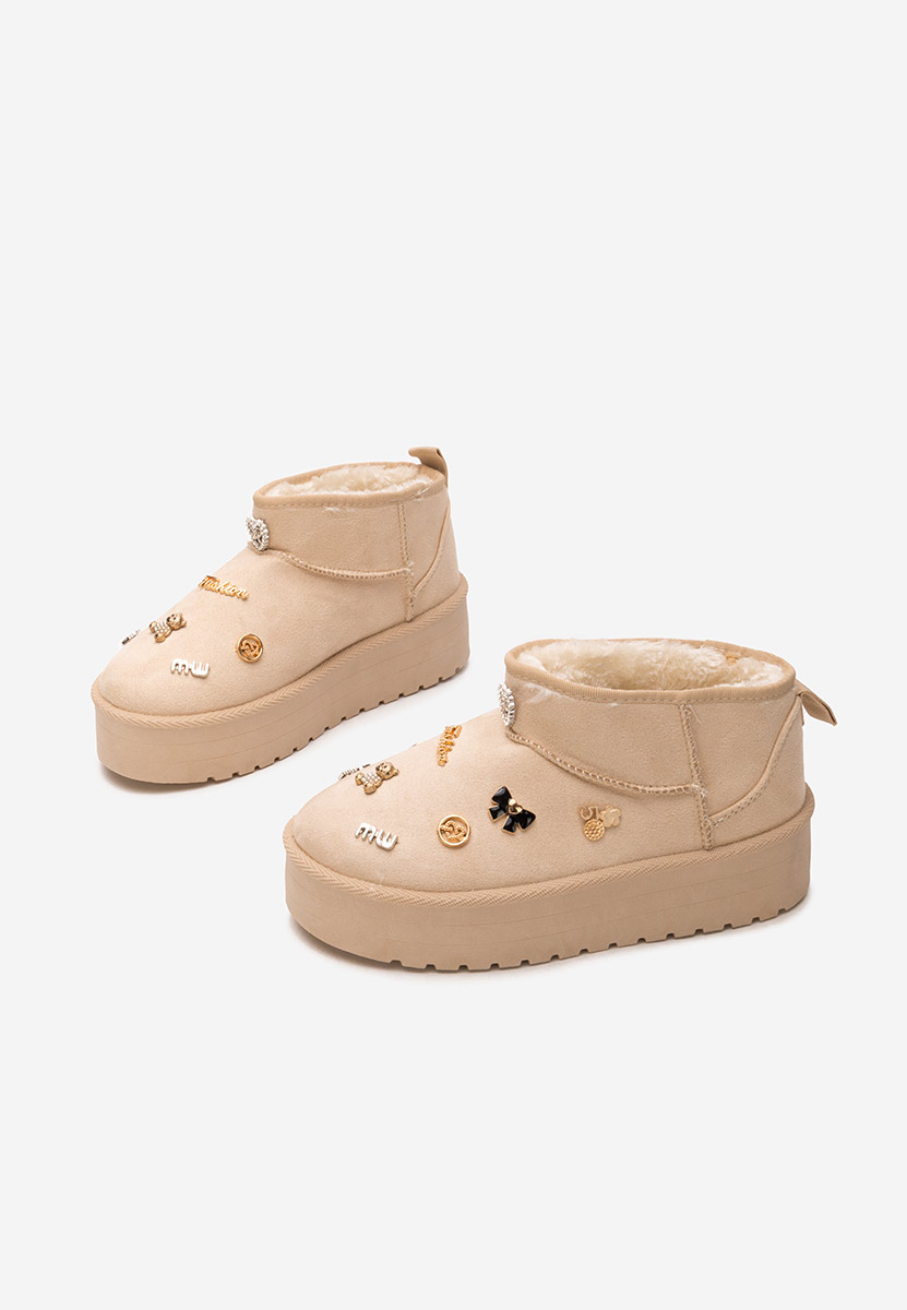 Cizme tip ugg cu platformă Celinea bej