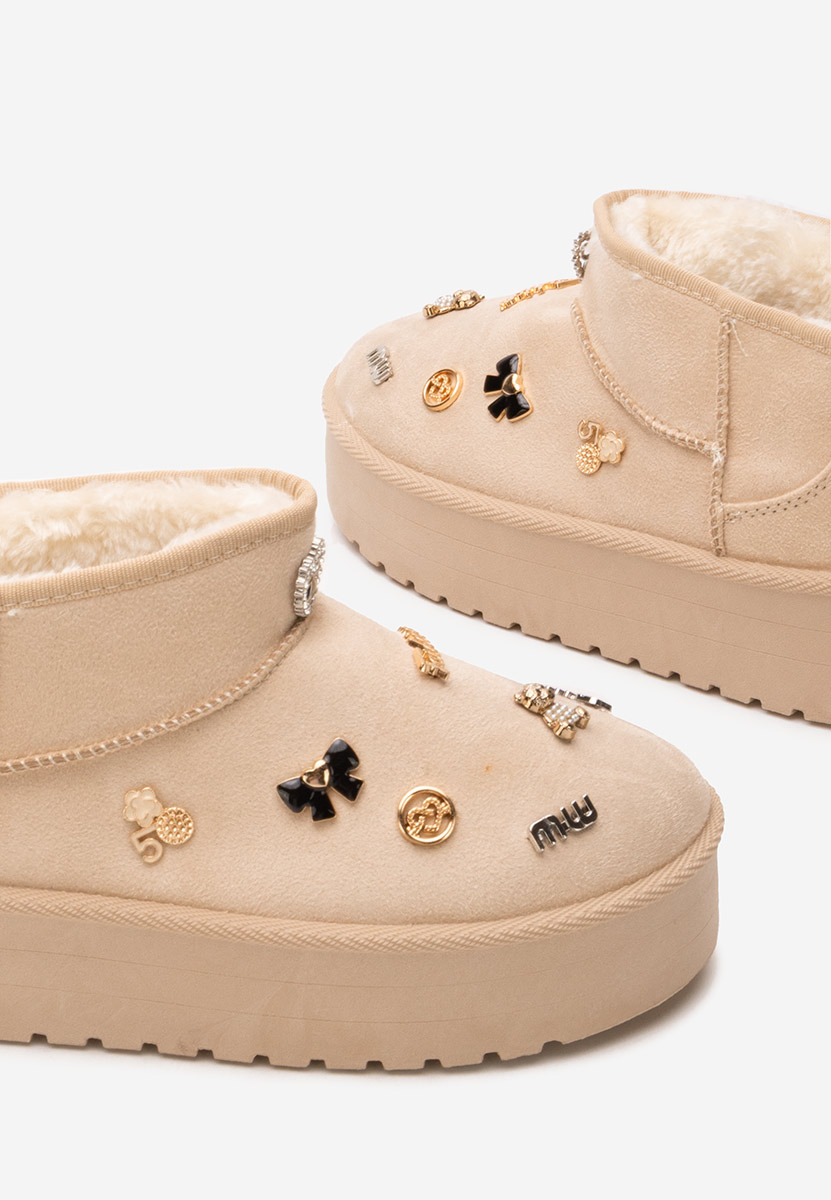 Cizme tip ugg cu platformă Celinea bej