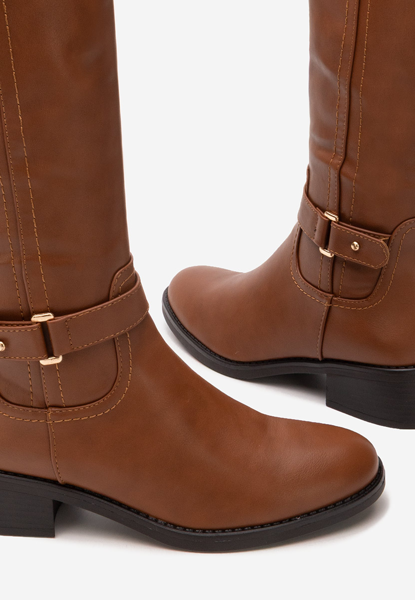 Cizme cu toc mic Eveline camel