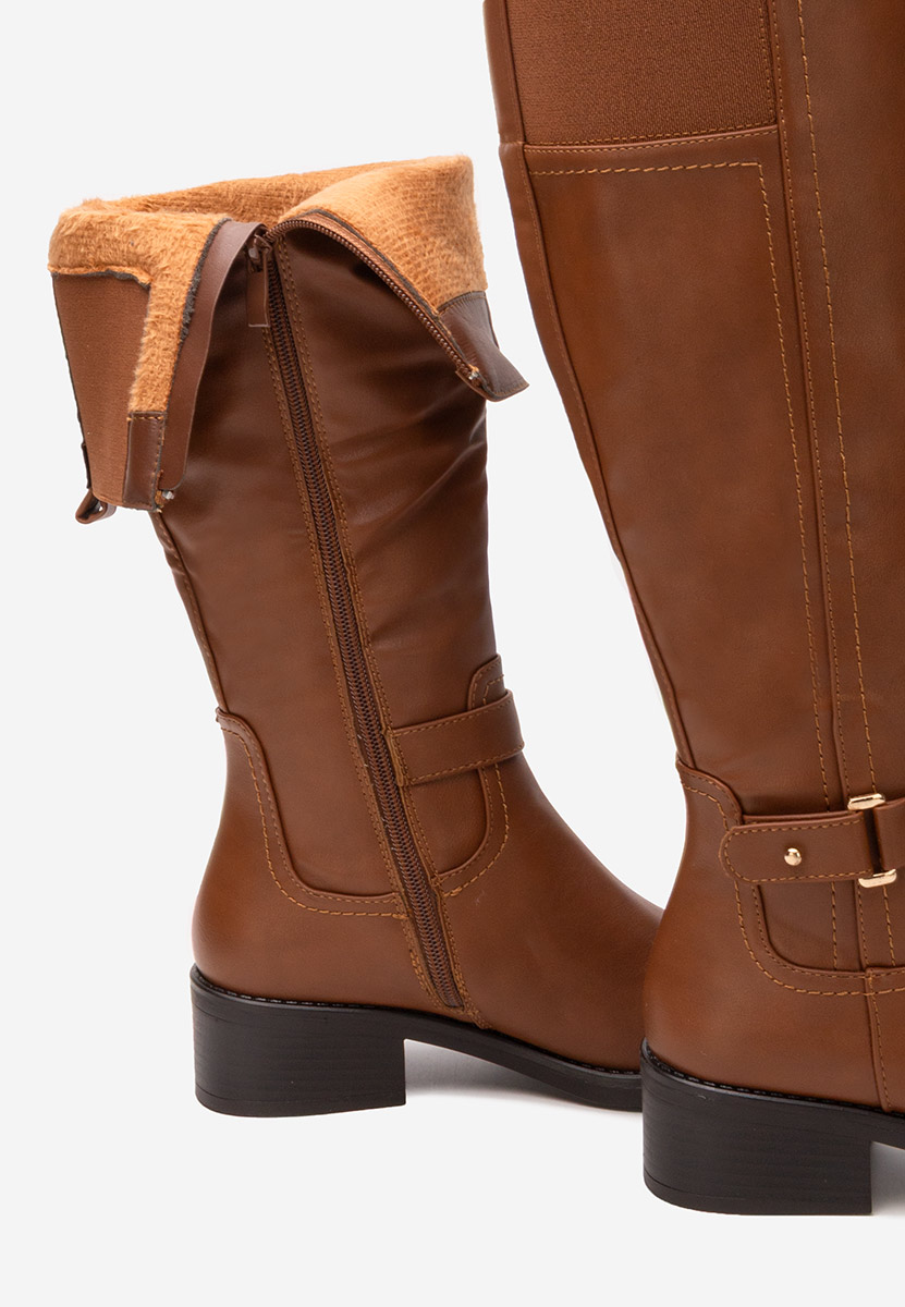 Cizme cu toc mic Eveline camel
