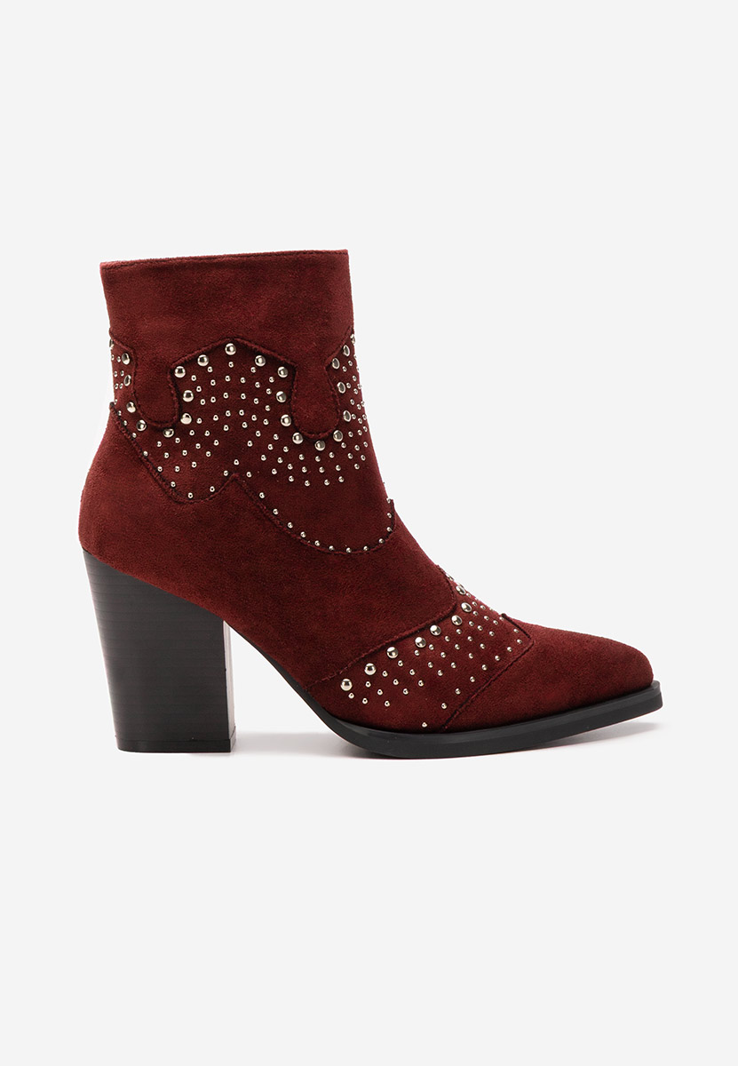 Botine cu toc gros Aladra grena