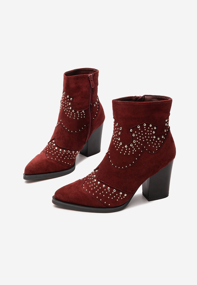 Botine cu toc gros Aladra grena